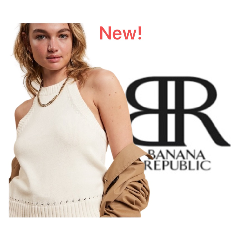 Banana Republic Cotton Knit Halter Tank in Snow Day colour, size Large - Picture 3 of 10